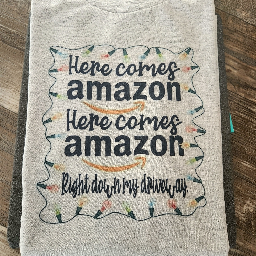 Funny Christmas shirt here comes amazon humor cute popular